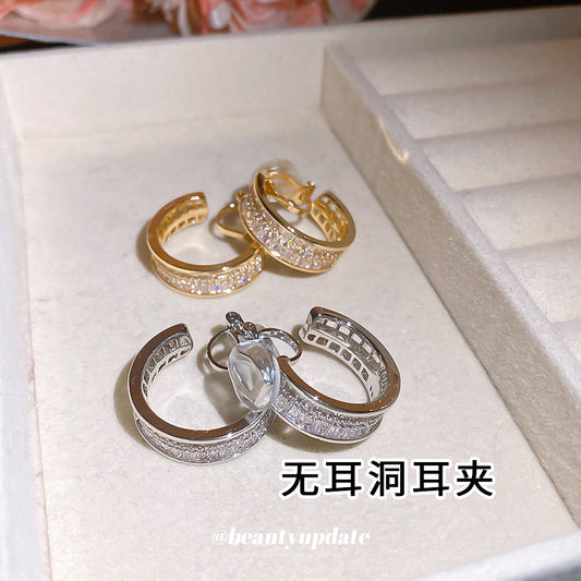耳夾~爆閃ins鋯石C形女無耳洞個性潮流耳環小眾獨特設計感耳飾女