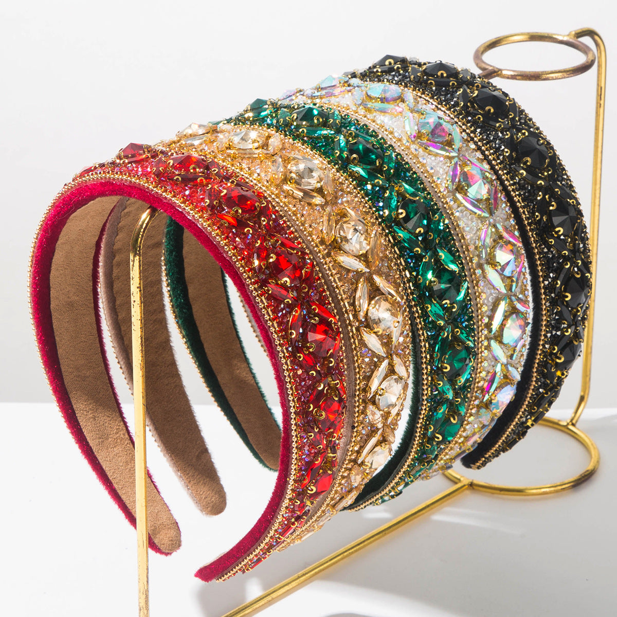 鋯石寬版復古髮箍－商品主圖｜https://igowo.tw/