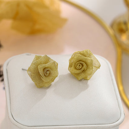 玫瑰山茶花復古耳環