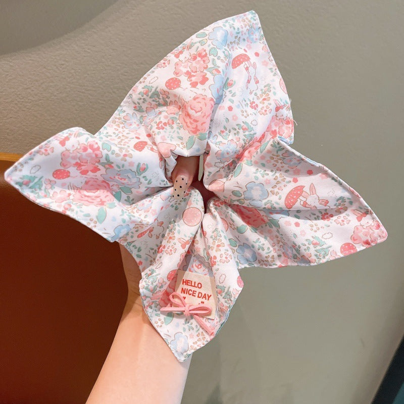 碎花蝴蝶結髮圈