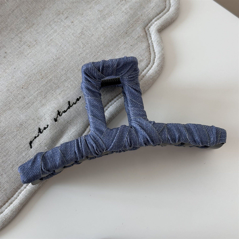 格紋一字纏繞鯊魚夾