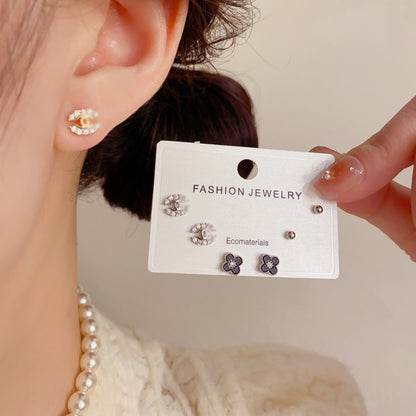鋯石耳釘三件組－第二視角實拍｜https://igowo.tw/