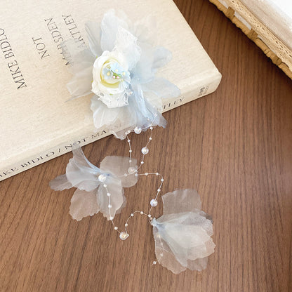 春幡紫霧~氛圍感蕾絲花朵發夾2026新款仙氣鴨嘴夾甜美高級感發飾