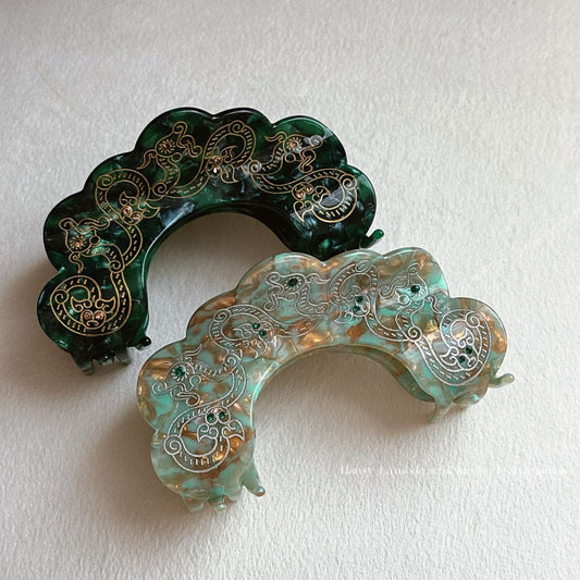 花朵復古鯊魚夾－商品主圖｜https://igowo.tw/