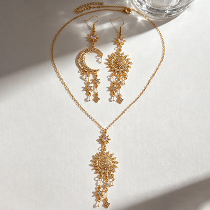 月亮流蘇項鍊耳環組－細節特寫1｜https://igowo.tw/