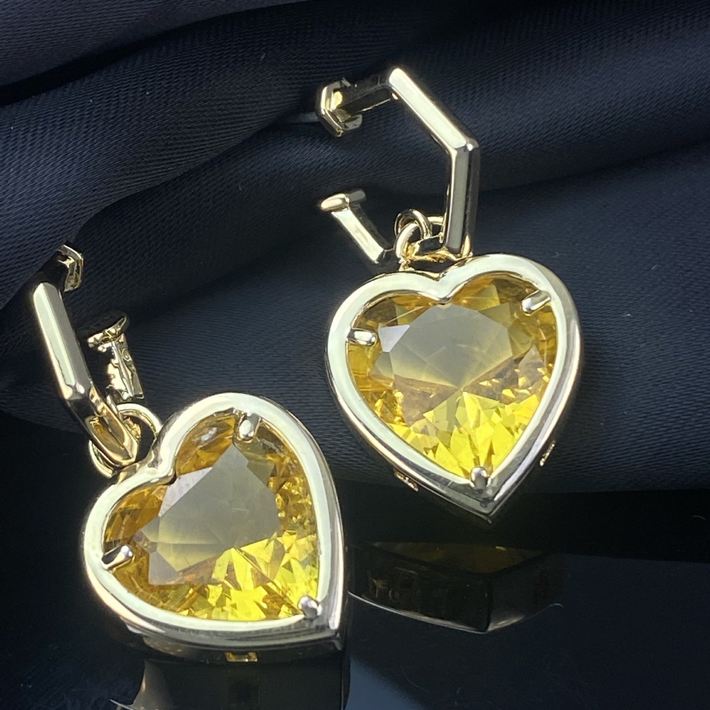 S925彩色鋯石愛心耳環