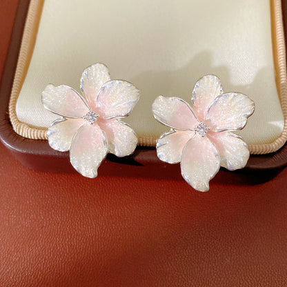 琺瑯鋯石花朵耳釘