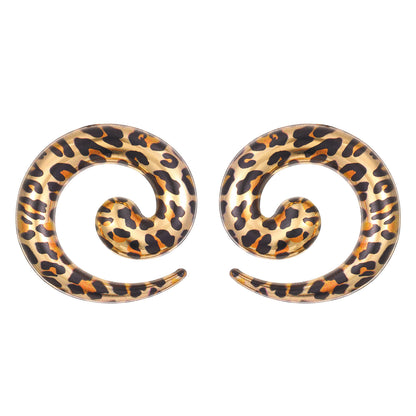 豹紋扭紋復古誇張耳釘－細節特寫3｜https://igowo.tw/