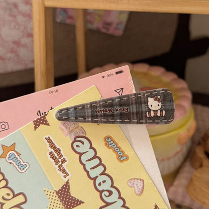 棕色格紋貓咪髮夾