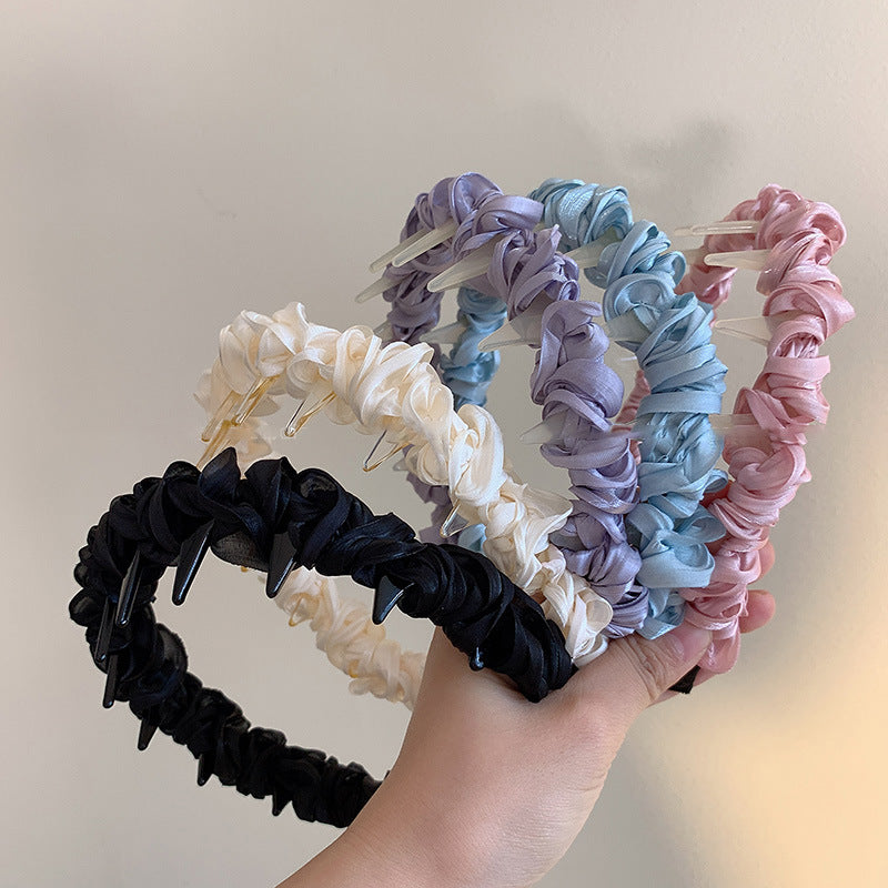 布面纏繞髮箍－米白款實拍｜https://igowo.tw/