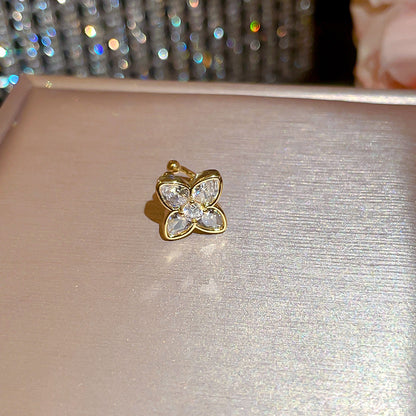 金色鋯石花朵電鍍耳夾