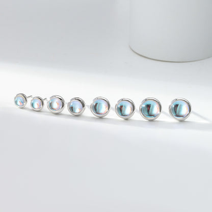 S925 耳釘甜美多尺寸月光石耳飾小眾輕奢百搭款飾品