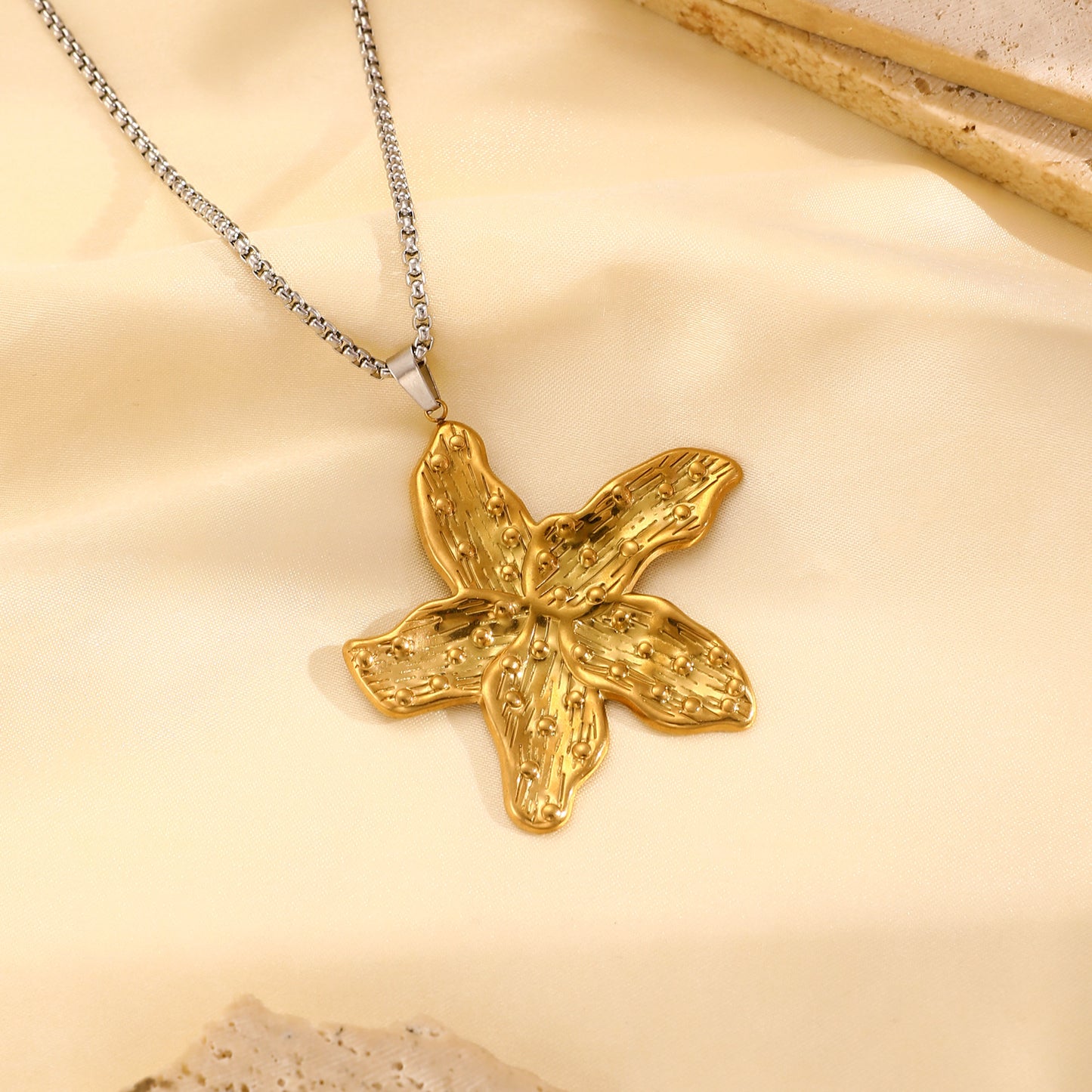 不鏽鋼海星項鍊耳環組－細節特寫4｜https://igowo.tw/