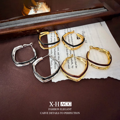 琺瑯菱形素圈簡約耳扣－商品主圖｜https://igowo.tw/