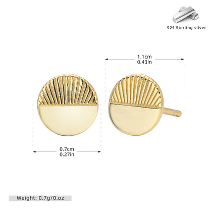 S925 新款耳釘時尚個性極簡圓牌耳飾輕奢百搭小眾設計飾品