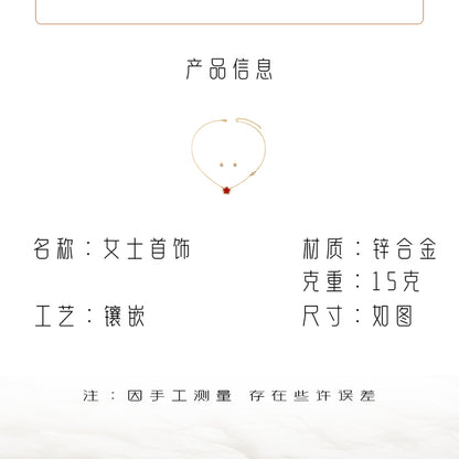 鋯石花朵項鍊耳環組－細節特寫2｜https://igowo.tw/