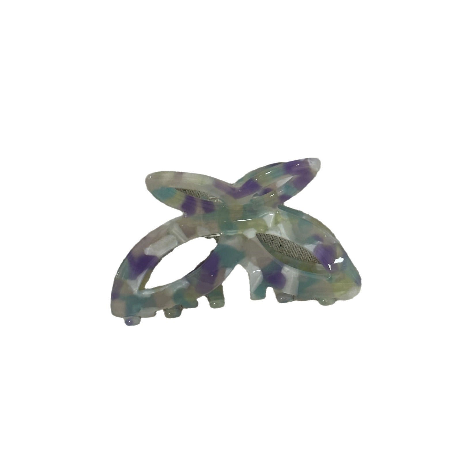 醋酸板材蝴蝶鯊魚夾－紫色款細節｜https://igowo.tw/