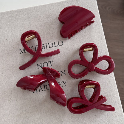 紅色簡約髮夾－金細閃紅色-又字款細節｜https://igowo.tw/