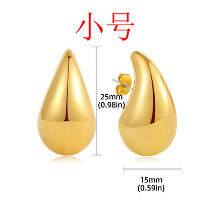 金色不鏽鋼水滴耳釘－細節特寫6｜https://igowo.tw/
