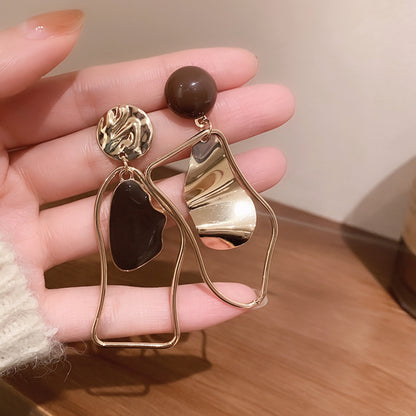 棕色銀針復古耳環