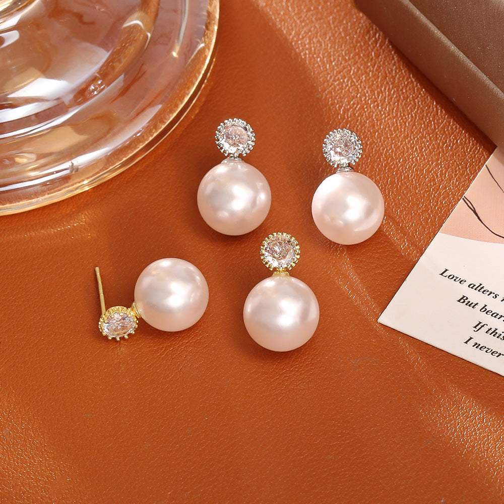 珍珠鋯石簡約耳釘－商品主圖｜https://igowo.tw/