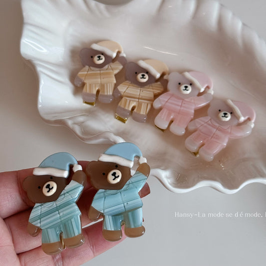 醋酸板材小熊卡通髮夾－商品主圖｜https://igowo.tw/