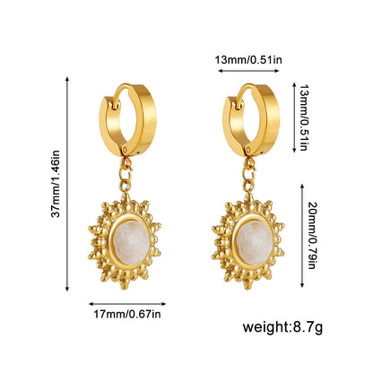 天然石十字復古耳墜
