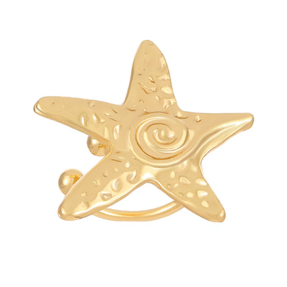 金屬海星月亮耳環－細節特寫3｜https://igowo.tw/
