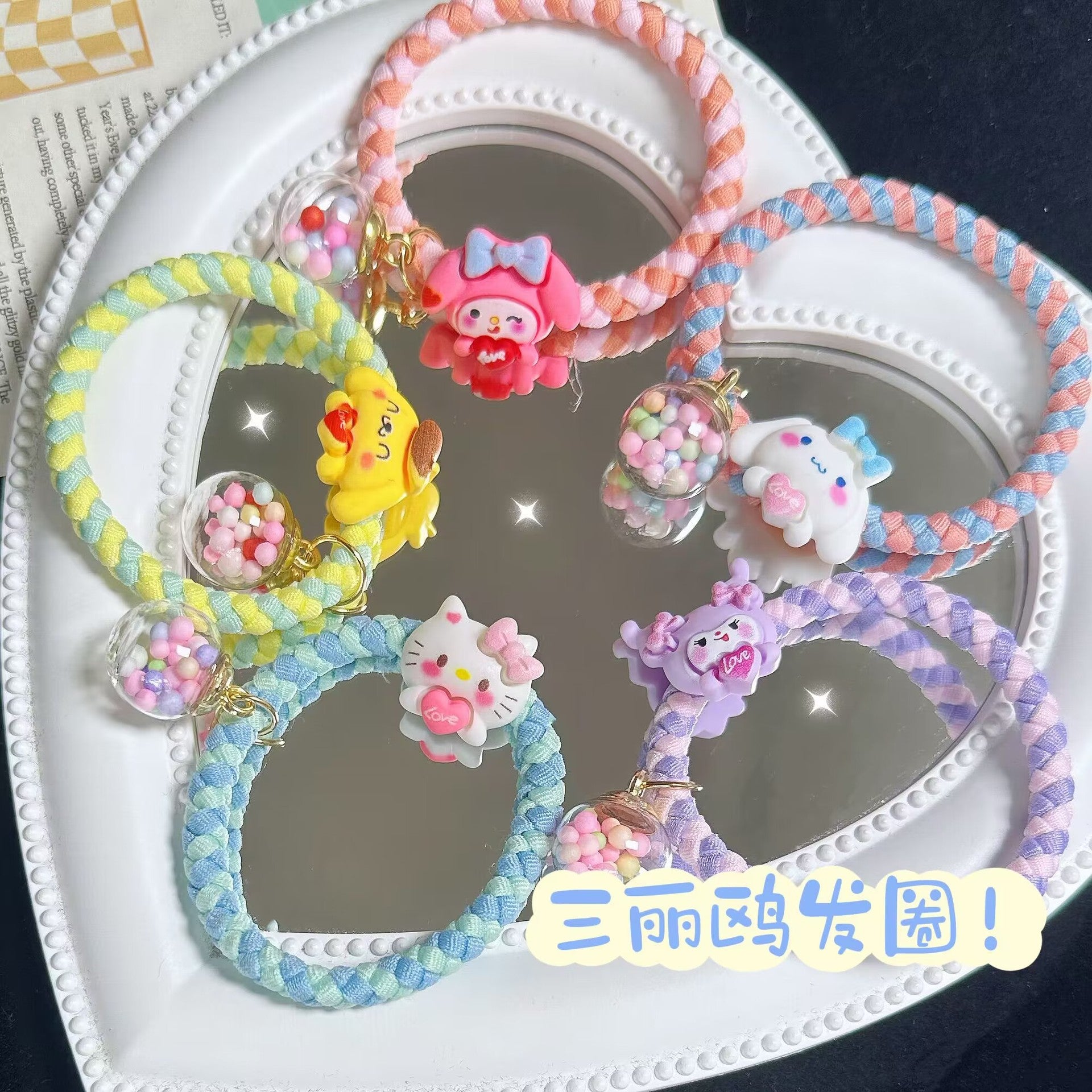 彩色貓咪卡通髮圈－商品主圖｜https://igowo.tw/