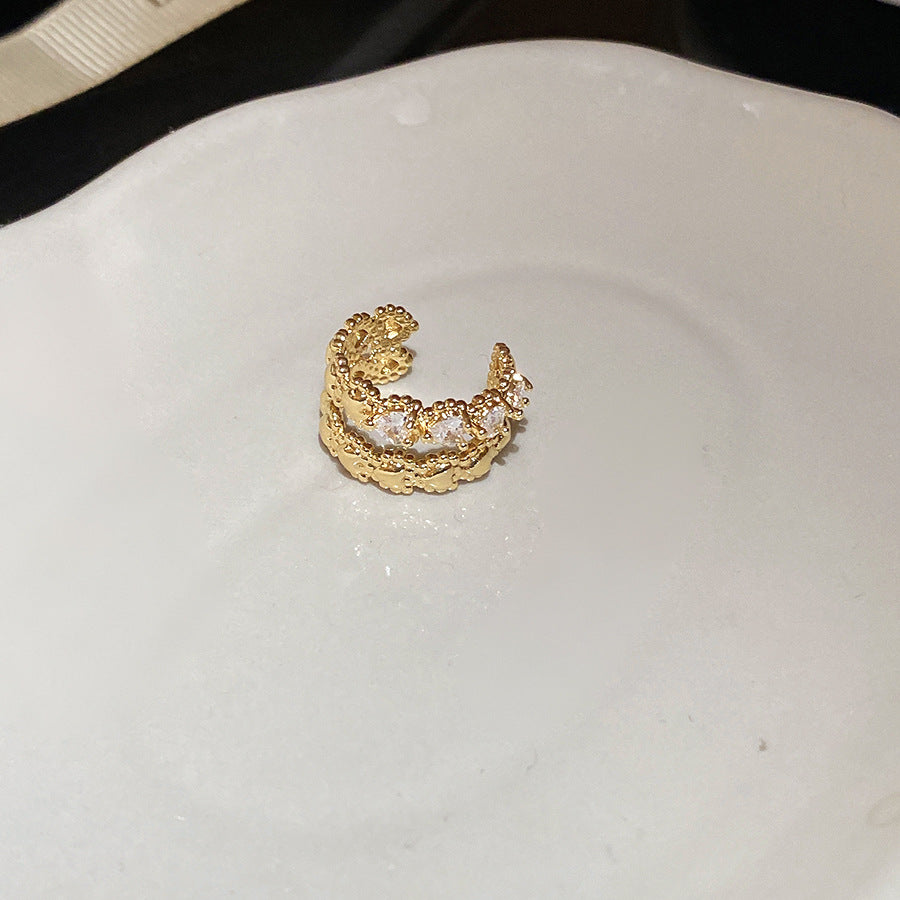 韓版鋯石幾何珍珠耳夾女個性優雅氣質輕奢高級感耳飾無耳洞耳骨夾
