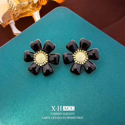 彩色琺瑯雛菊復古耳釘
