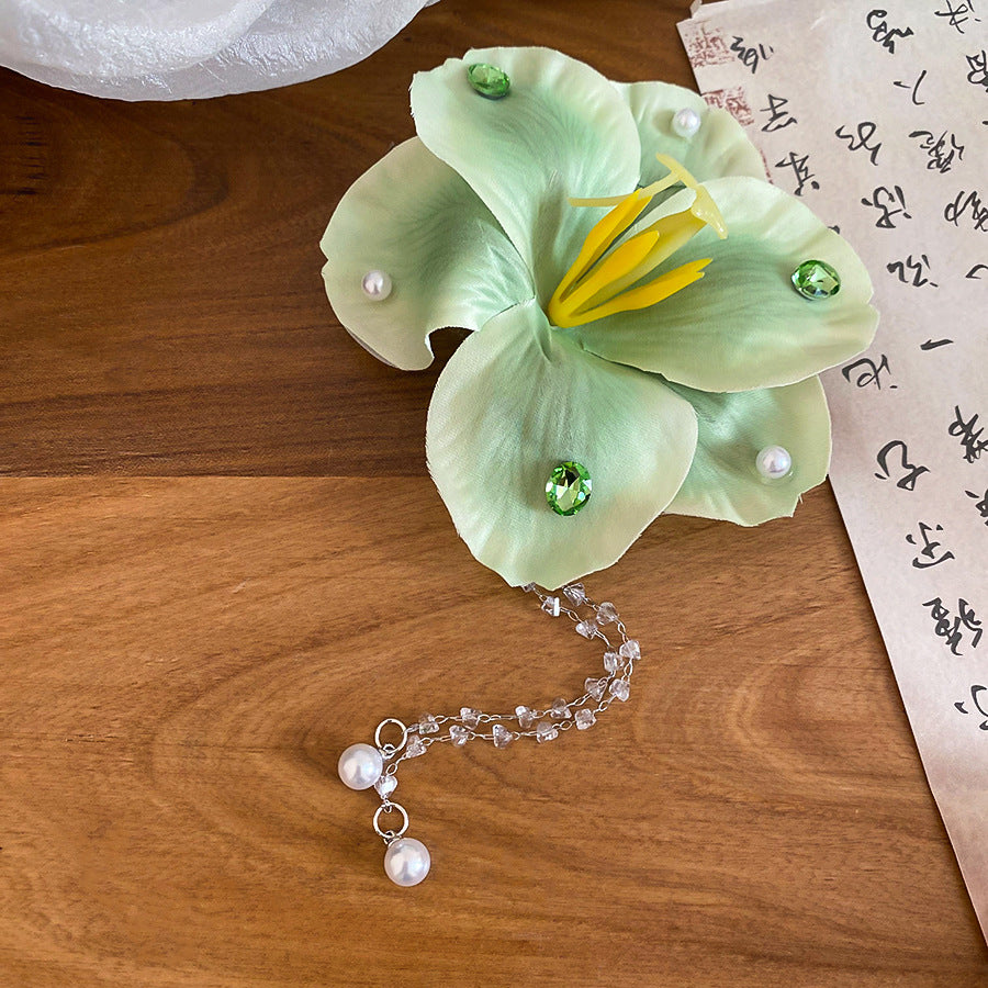 春季新款布藝花朵發夾高級感精致優雅氣質百搭鴨嘴夾輕奢小眾發飾