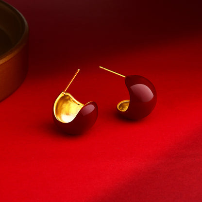 復古紅圓珠耳環－商品主圖｜https://igowo.tw/