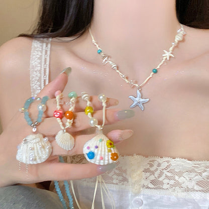 珍珠海星貝殼墜飾項鍊－商品主圖｜https://igowo.tw/