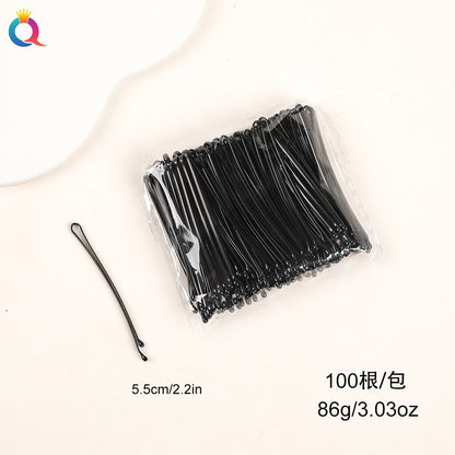 黑色一字卡通磨砂髮夾