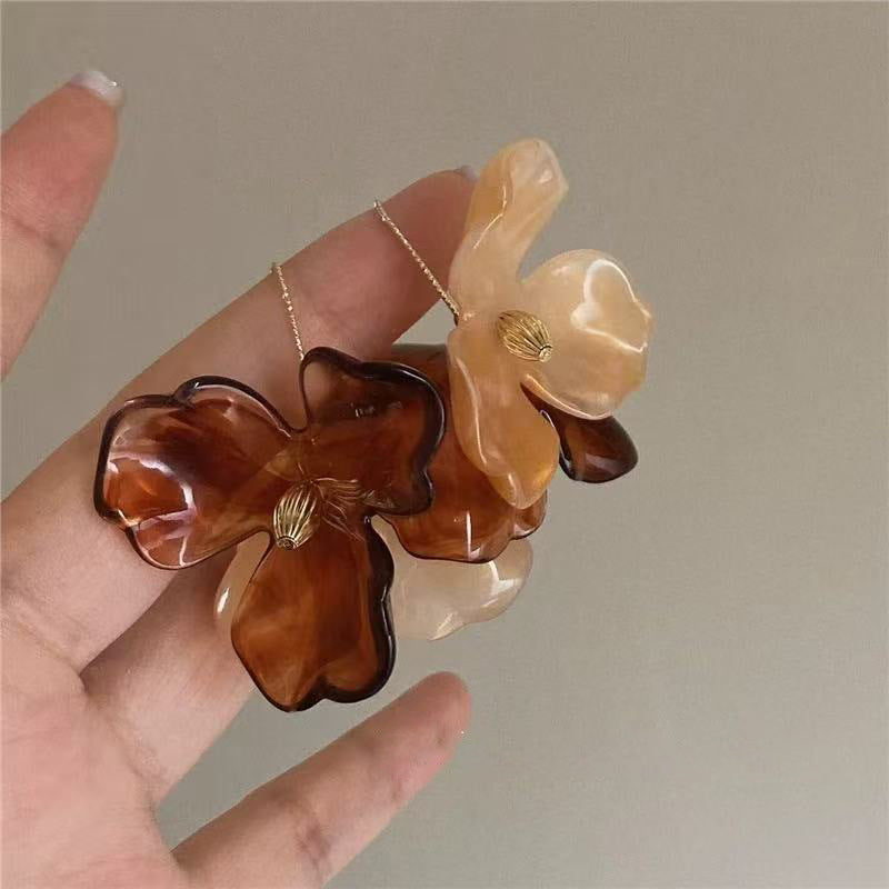 復古美拉德咖色銀針耳釘時尚百搭小眾港風耳環輕奢高級感秋冬耳飾