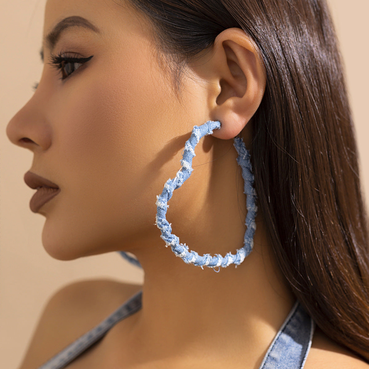 交叉圓圈復古誇張耳環