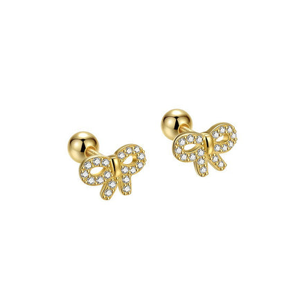 S925 小巧氣質螺絲擰扣耳釘女歐美ins小眾設計感耳飾