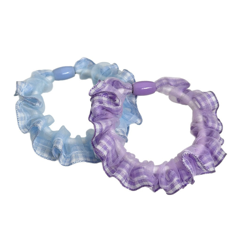 布面簡約髮圈－珍珠款綠色1條款細節3｜https://igowo.tw/