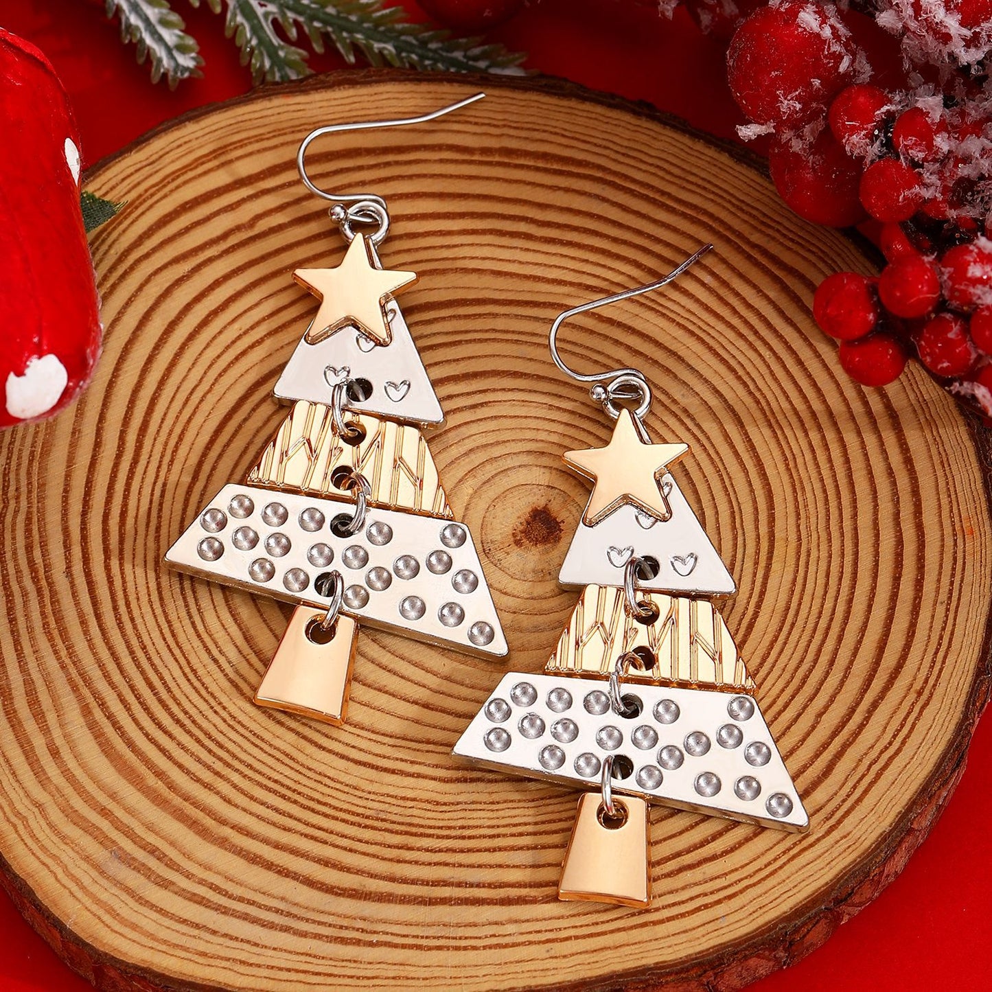 金屬聖誕長版耳環－商品主圖｜https://igowo.tw/