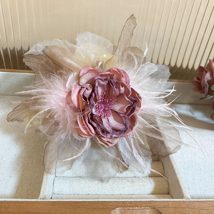 新中式超仙布藝花朵發夾時尚甜美氣質抓夾鯊魚夾氛圍感發飾批發女