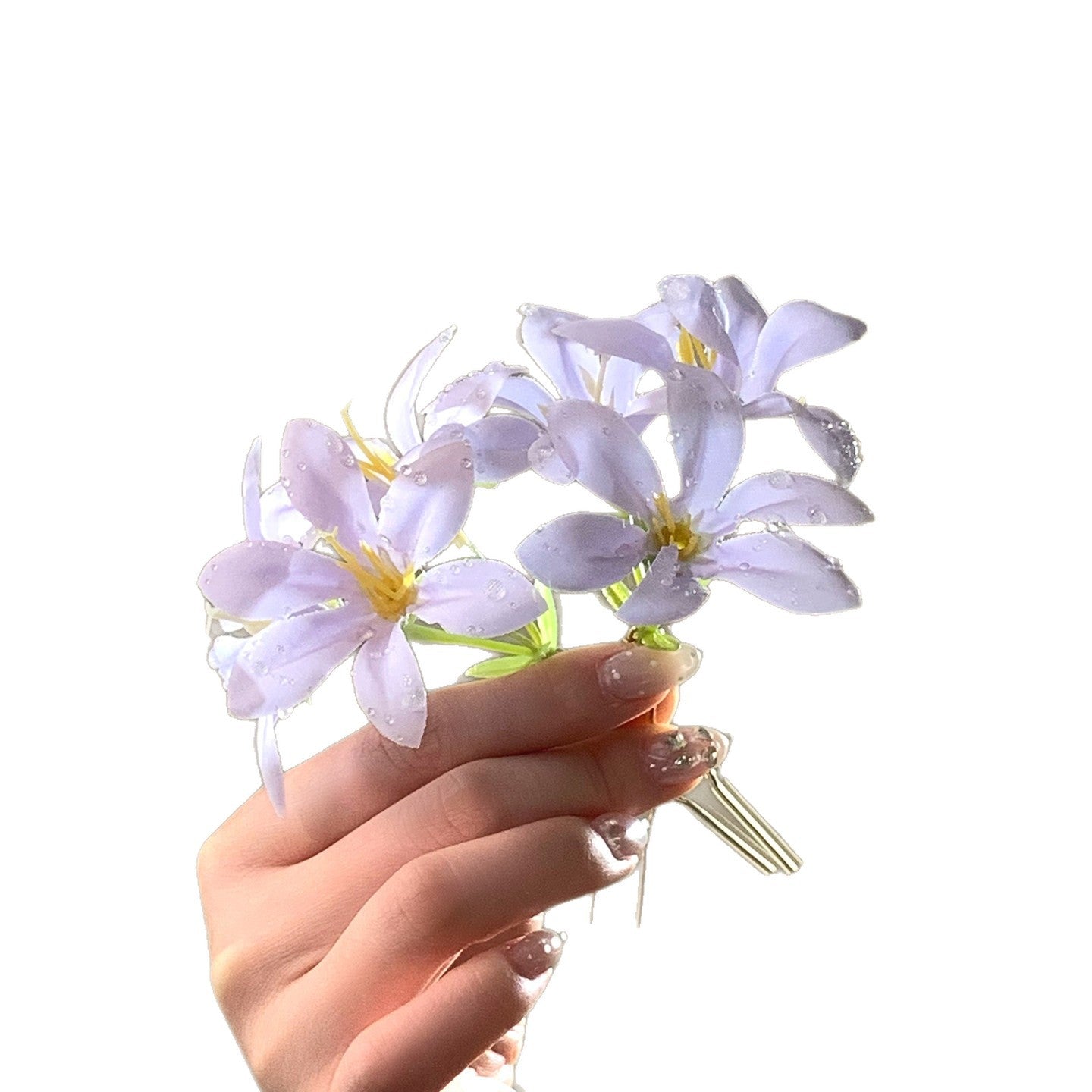 花朵簡約髮簪－藍白花朵款細節｜https://igowo.tw/