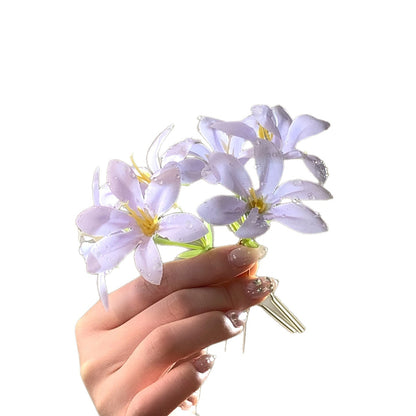 花朵簡約髮簪－藍白花朵款細節｜https://igowo.tw/