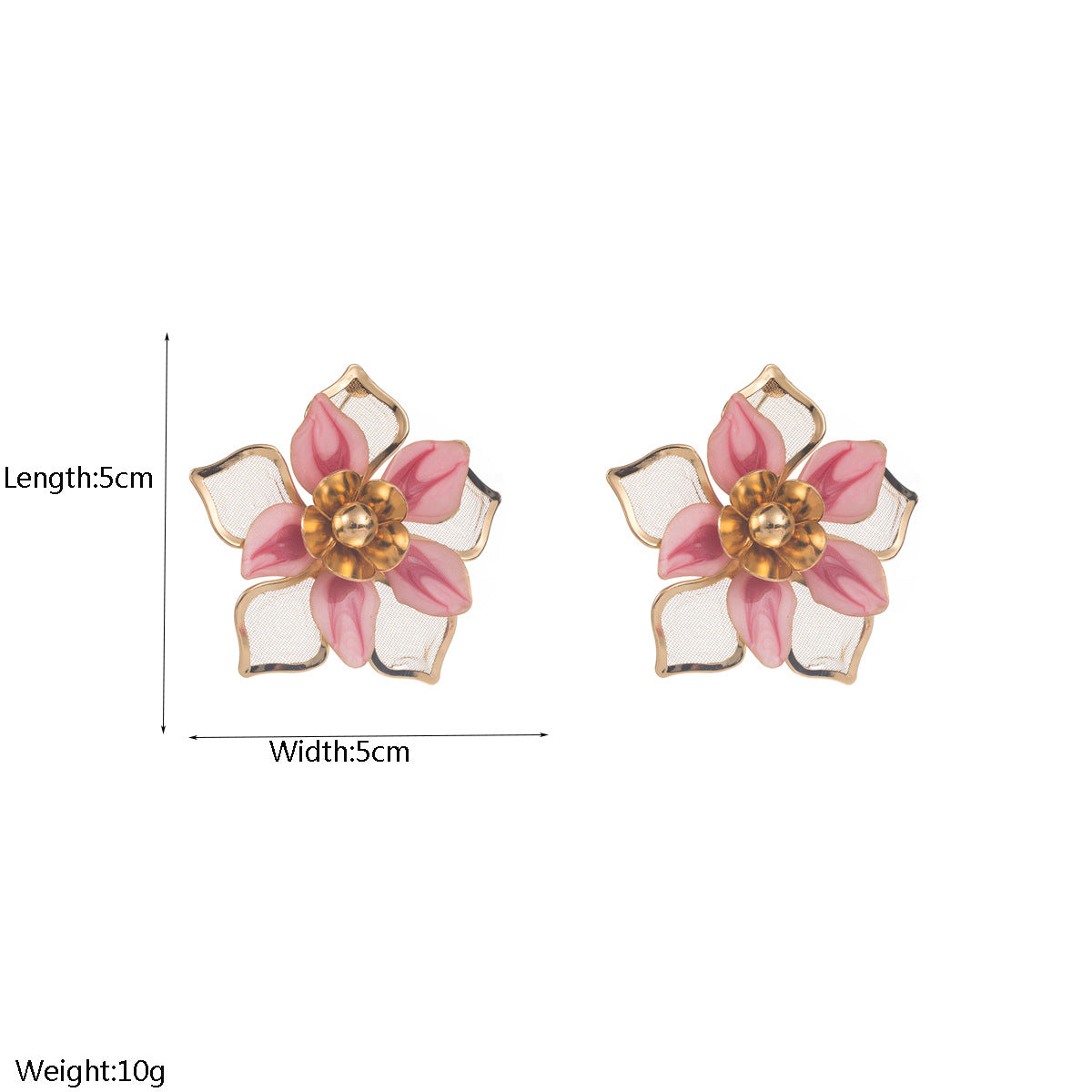 琺瑯網紗花朵耳環－黃色款實拍｜https://igowo.tw/
