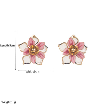 琺瑯網紗花朵耳環－黃色款實拍｜https://igowo.tw/