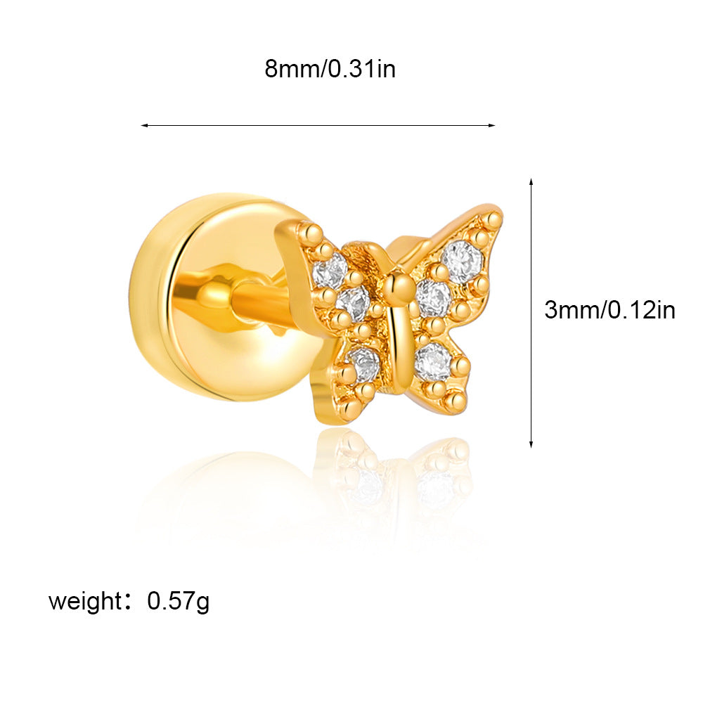 金色鋯石小巧耳釘－細節特寫7｜https://igowo.tw/